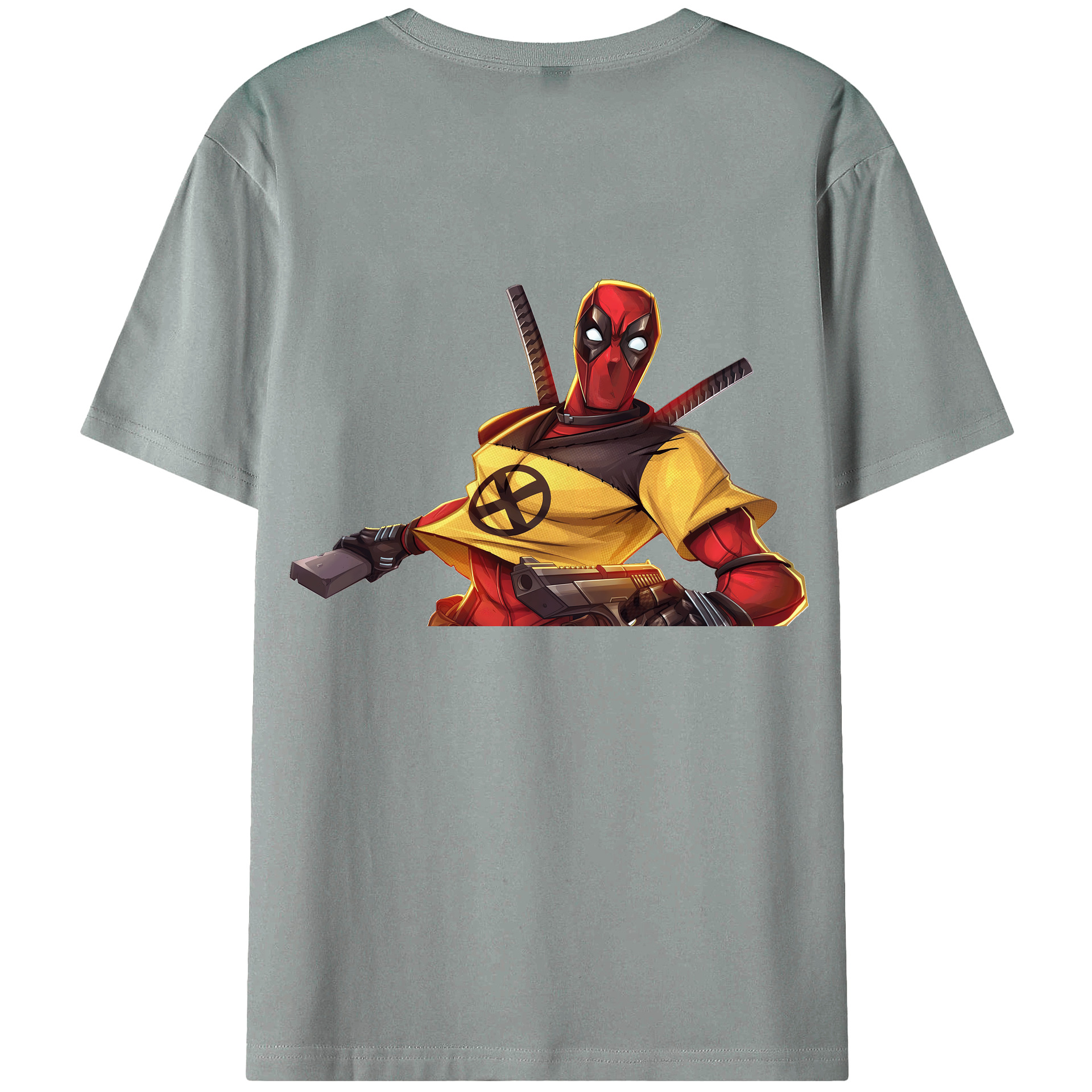 （画像用） Deadpool デッドプール 綿100％ メンズ半袖Tシャツ（バックプリント） 通気性